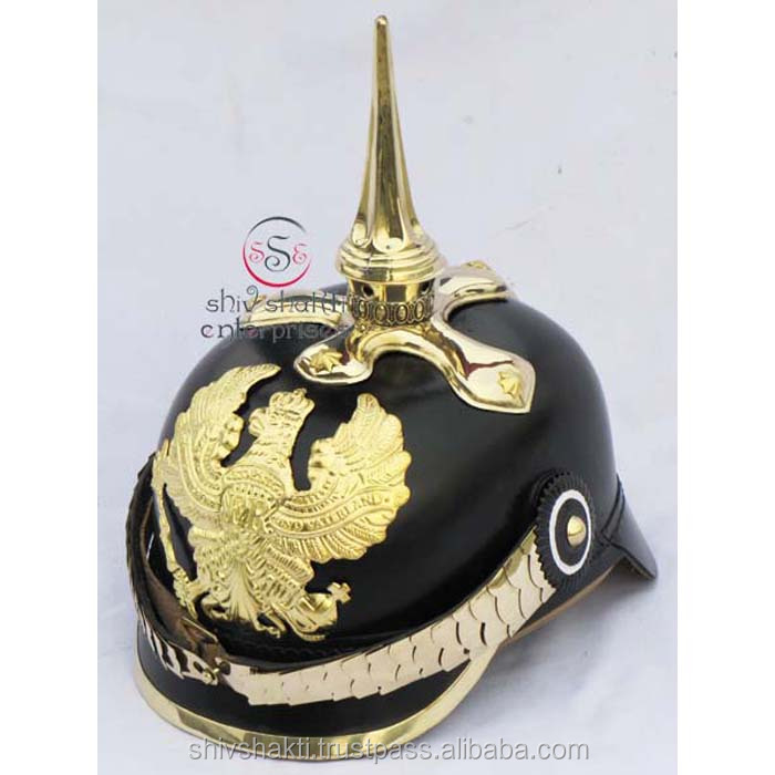 Немецкий шлем Pickelhaube с бейджем FR, шлем с шипами