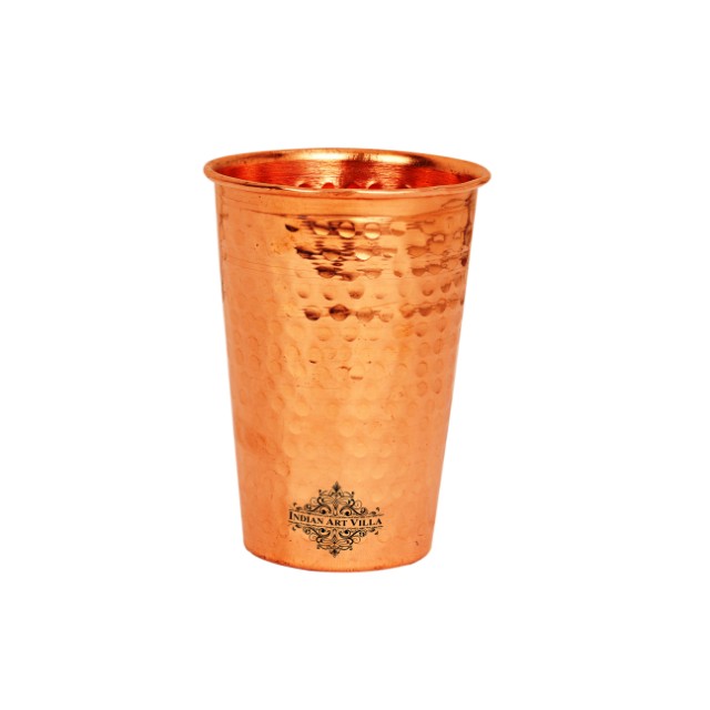 Indian art villa copper hammered glass tumbler cup