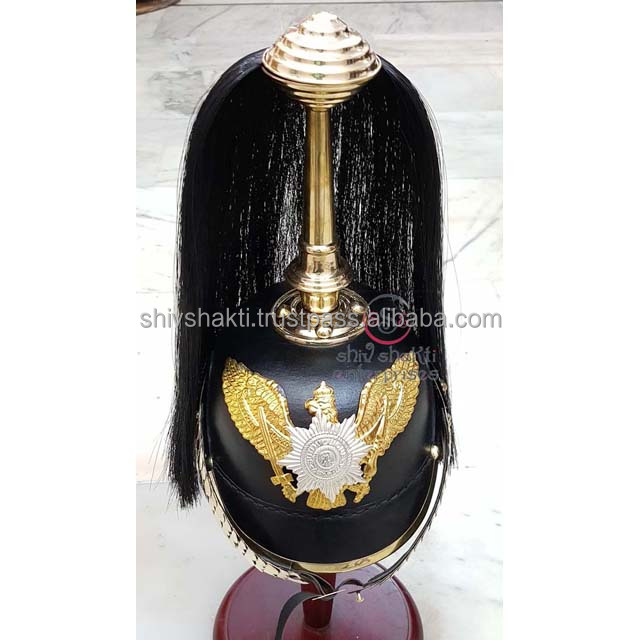 Шлем Pickelhaube из кожи, немецкий кожаный шлем с длинным хвостом