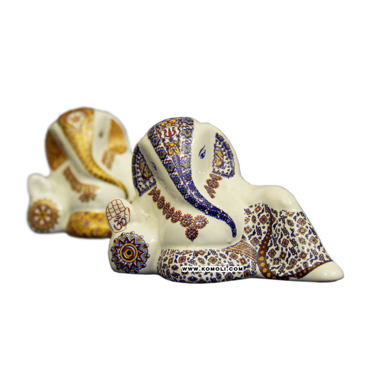 White Ceramic Marble Hindu God Statue Ganesha Murti in Resting Pose-for Diwali & Thanksgiving Wedding Gifts