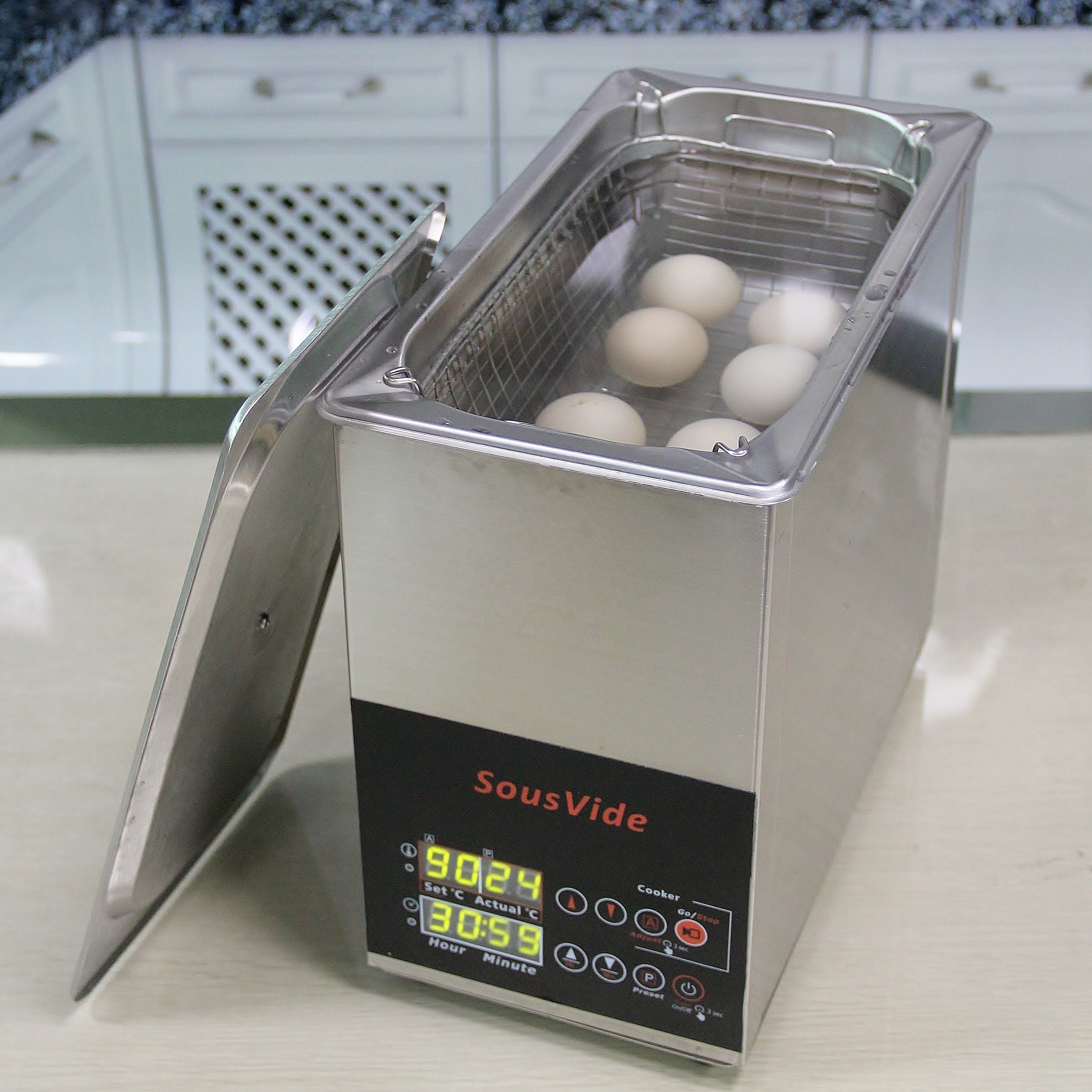 Half boiled Egg cooking intact SUS304 tank Whole tank even heated Sous Vide water bath 6L straight type Commercial egg cooker