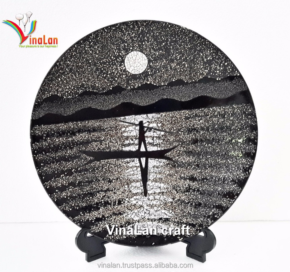Vietnam eco-friendly hand-painted lacquer dish for desk decoration