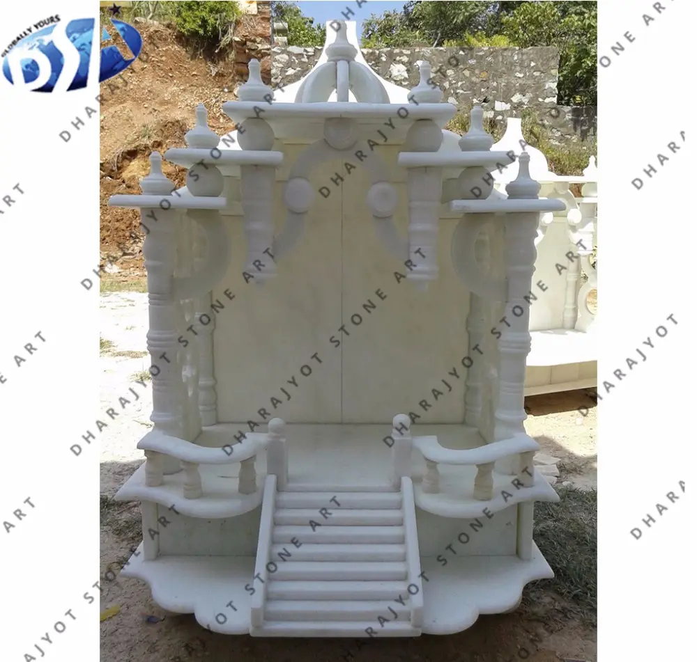 wholesale Indian pure white marble simple base mandir temple home mandir design white marble home temple pooja mandir