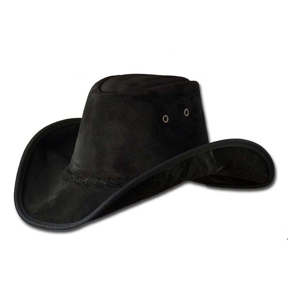 Натуральная замша кожа Top Hat, ковбойская шляпа из кожи, английский Hat-черный LCH-0008