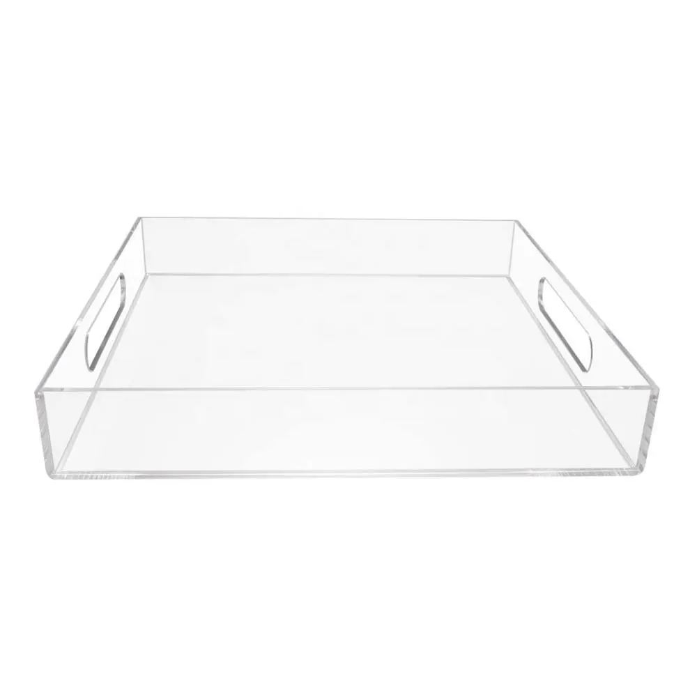 Wholesale Lucite Tray Serving Tray with Handles 12x12 Inch