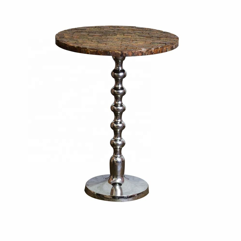 Acacia Wood Live Edge Slab Table on Steel Legs (Brown)