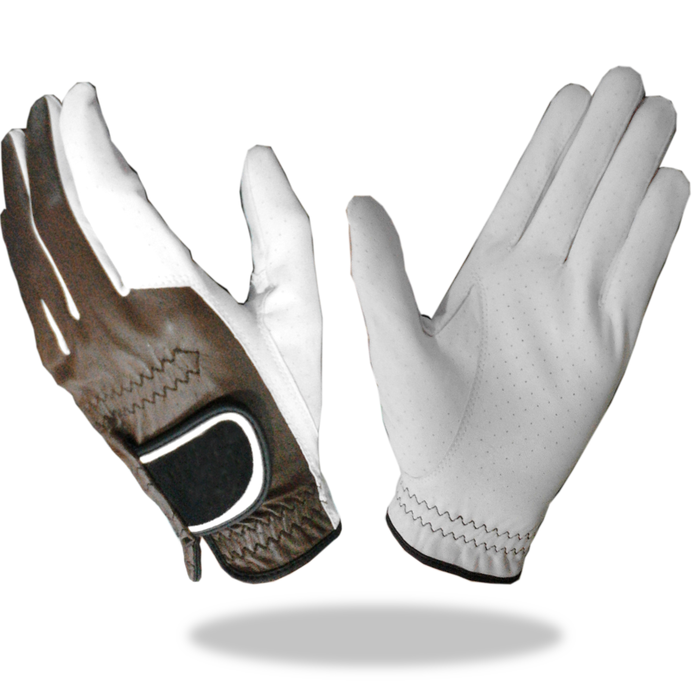 Premium Golf Glove Full Leather brown and white colored