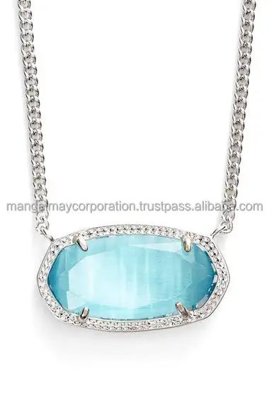 Blue topaz hydro silver pendant for wedding gift