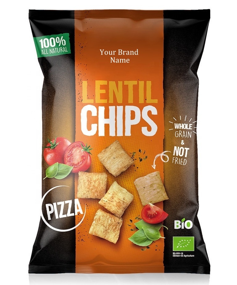 Organic Vegan Wholegrain Lentil Chips Pizza Not Fried | Private Label | Wholesale | Bulk | Made In EU