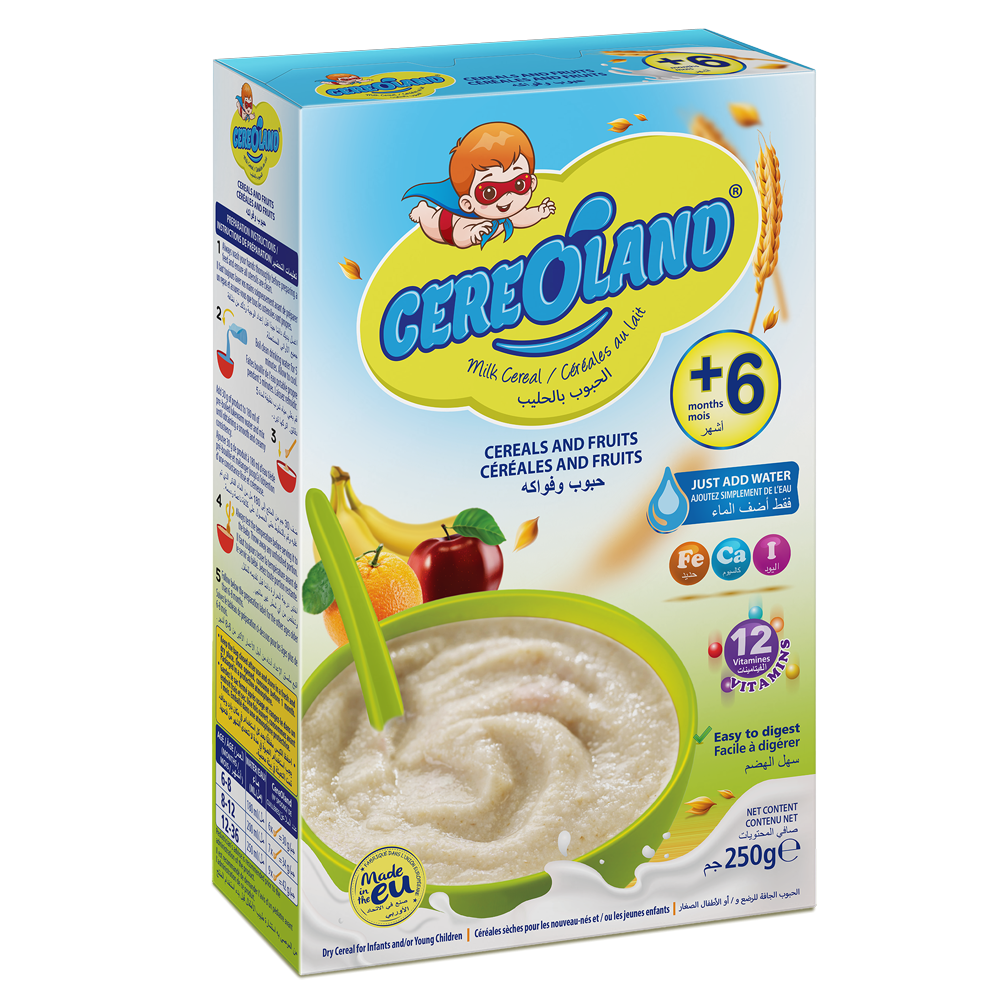 Детское питание CEREOLAND MC молочные злаки и фрукты 250 г в коробке
