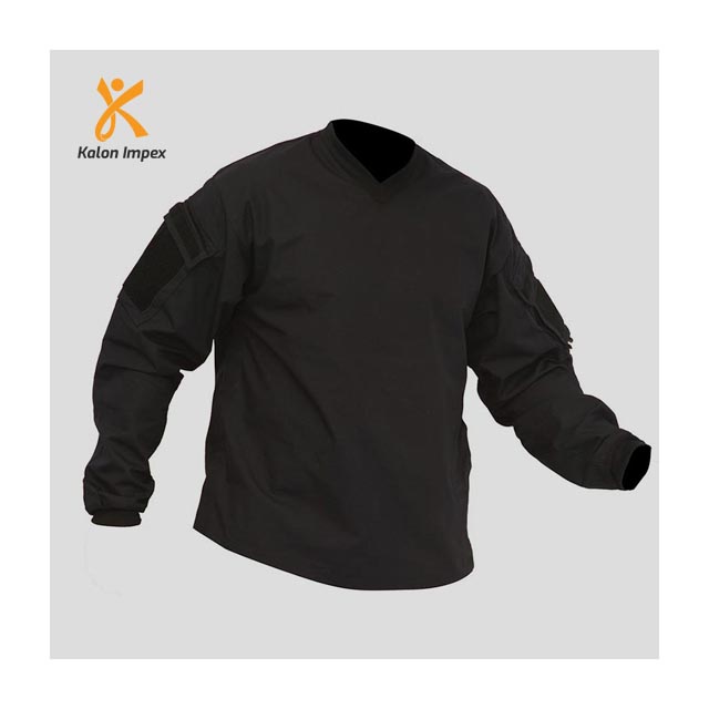 OEM Custom Sublimated Paintball Jersey Jet Black Paintball Jersey With Side Pockets