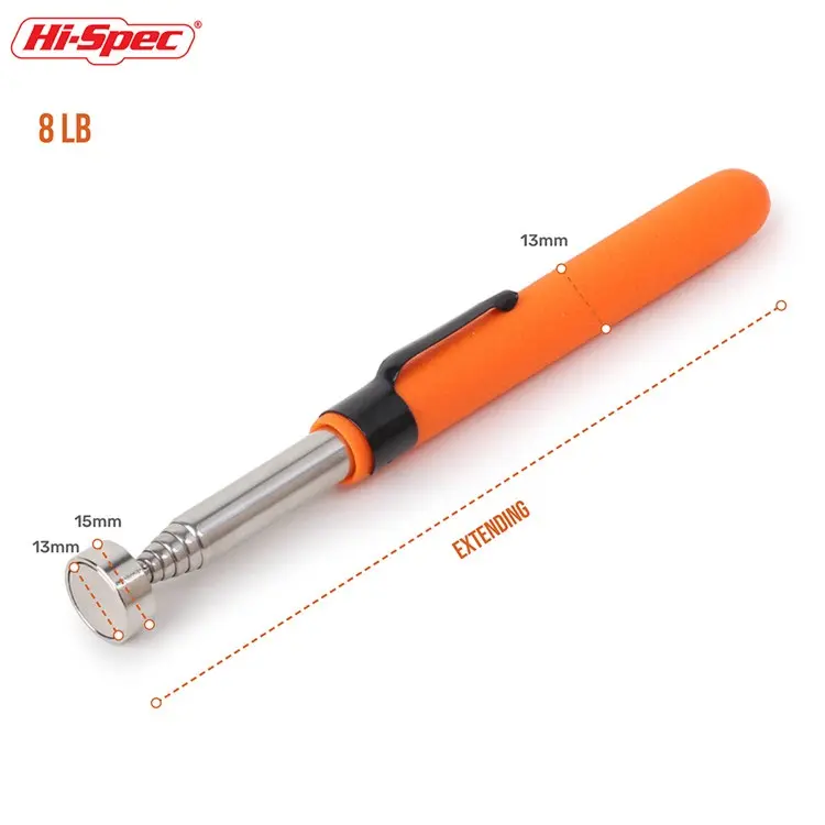 HiSpec Strong Magnet Magnetic Pickup Tool Telescoping Magnetic Pick-Up Tool Extendable Grabber Hand Tool 8LB Orange