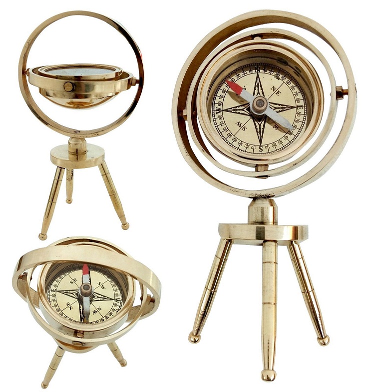 Nautical Shiny Brass Tabletop Compass Vintage Solid Brass Compass Beautiful CHCOM533