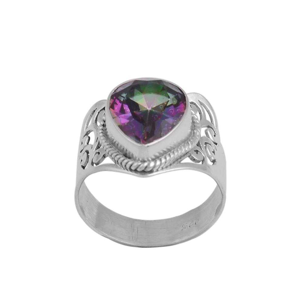 925 Sterling Silver Mystic Topaz Rings Silver Jewelry 925