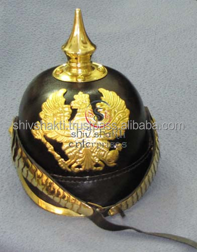 Немецкий прусский кожаный шлем Pickelhaube, немецкий кожаный шлем