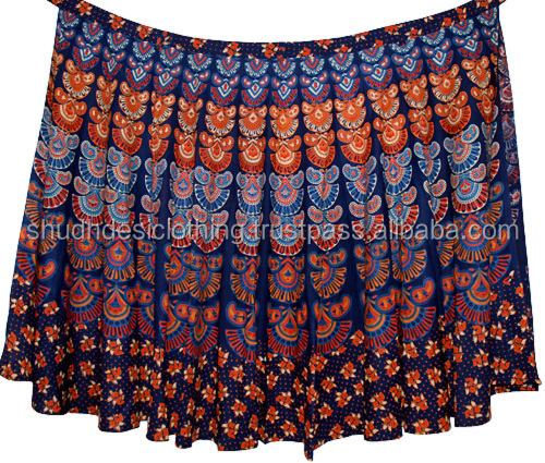 Ethnic sexy mini cotton wrap skirt