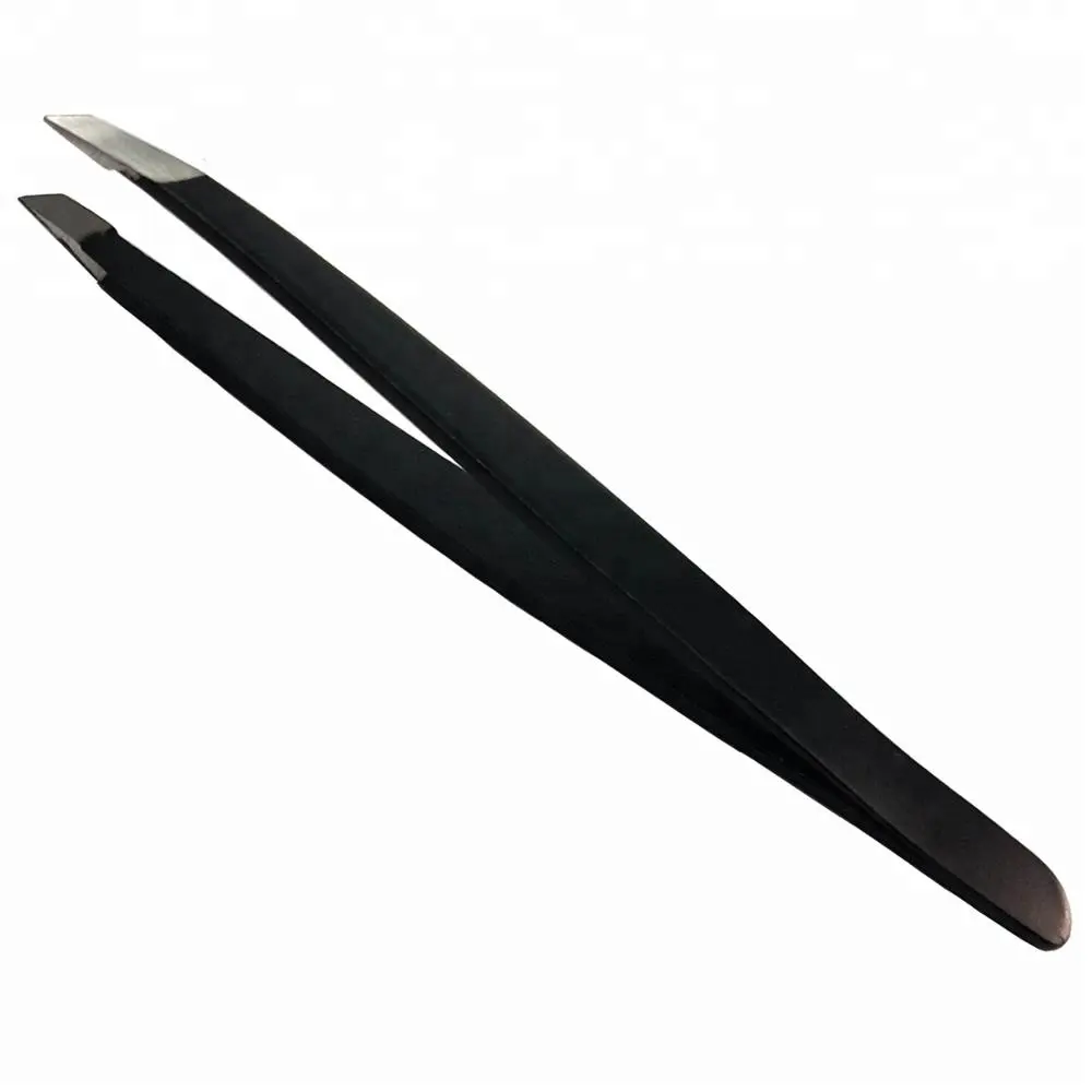 wholesale slanted black eyebrow plucking tweezers best quality manicure tweezers