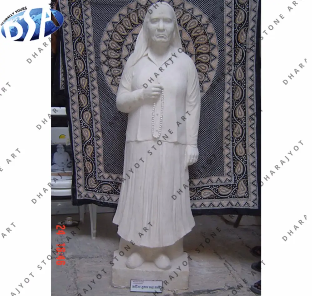 White Marble Old Lady Standing Bust Statue And Sculpture Premium Grade Standard Quality White Marble