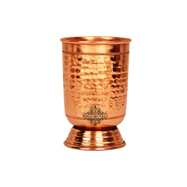Indian art villa copper hammered glass with bottom