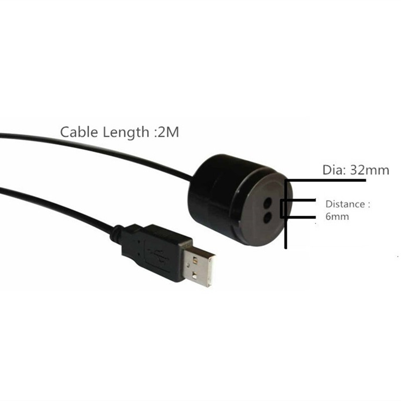 ИК оптический зонд из АБС-пластика, длина 2 м, USB-порт, прямой кабель, черный цвет