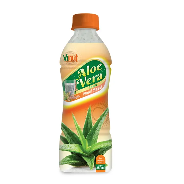 350ml Bottle Natural Aloe Vera Juice with Basil seed juice
