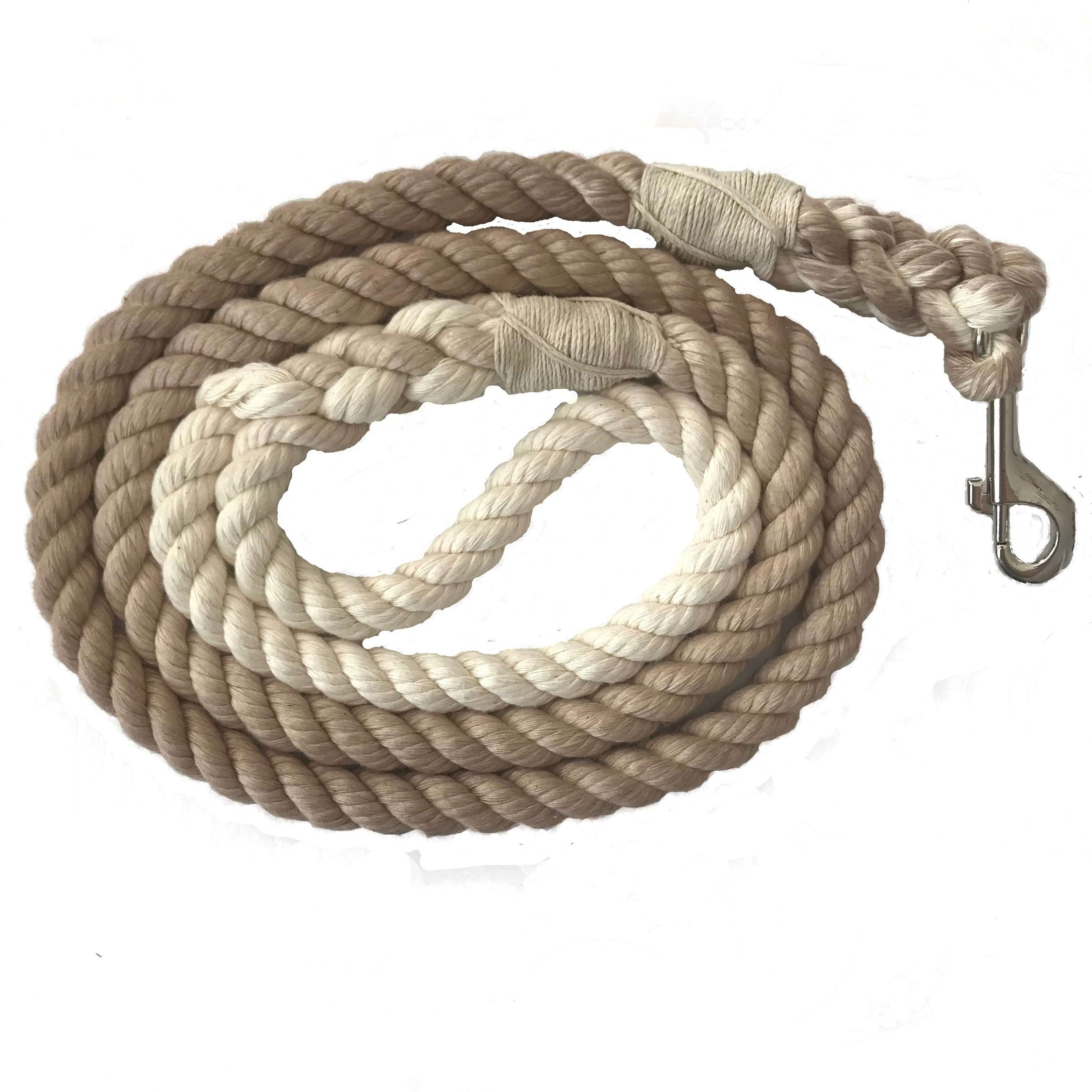 Taupe Solid Ombre or Marbled Cotton Rope Dog Leash