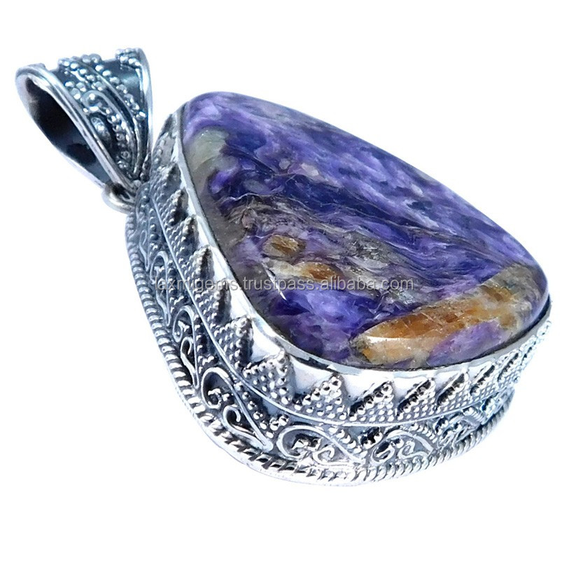 Индийская работа, драгоценный камень Charoite, Стерлинговое Серебро 925 пробы, оптовая продажа, кулон, ювелирные изделия, поставщик