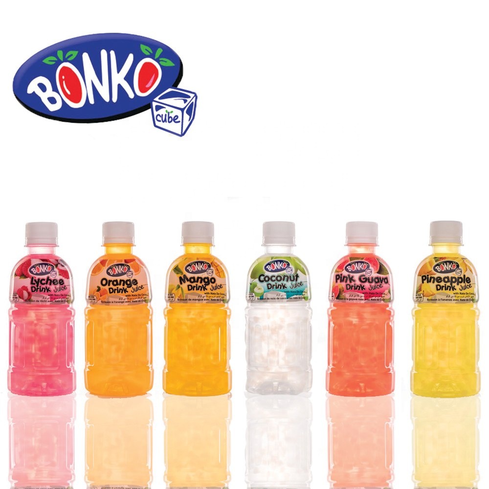 Фруктовый напиток сок с Nata De Coco 320 мл пластиковая бутылка марки BONKO cube