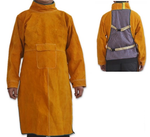 Leather Welding Strap Trousers & Coats Protective Clothing Apparel Suit /Leather Welding Apparel, Sleeve with Snaps