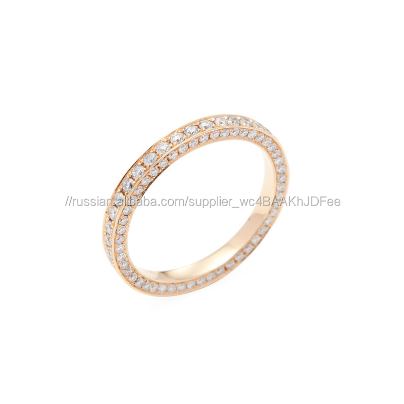 18 К Желтого Золота 1.12 Карат. Diamond 3 Sided Pave Группы Кольцо Вечности