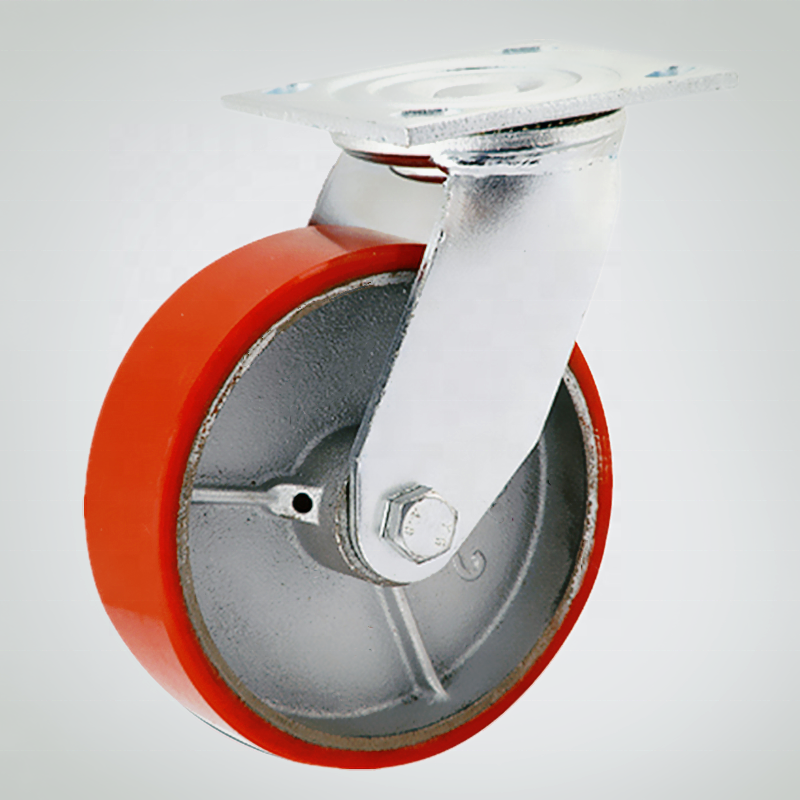 Cast iron swivel round PU wheel multipurpose wheel 8 inch of material handling equipment parts
