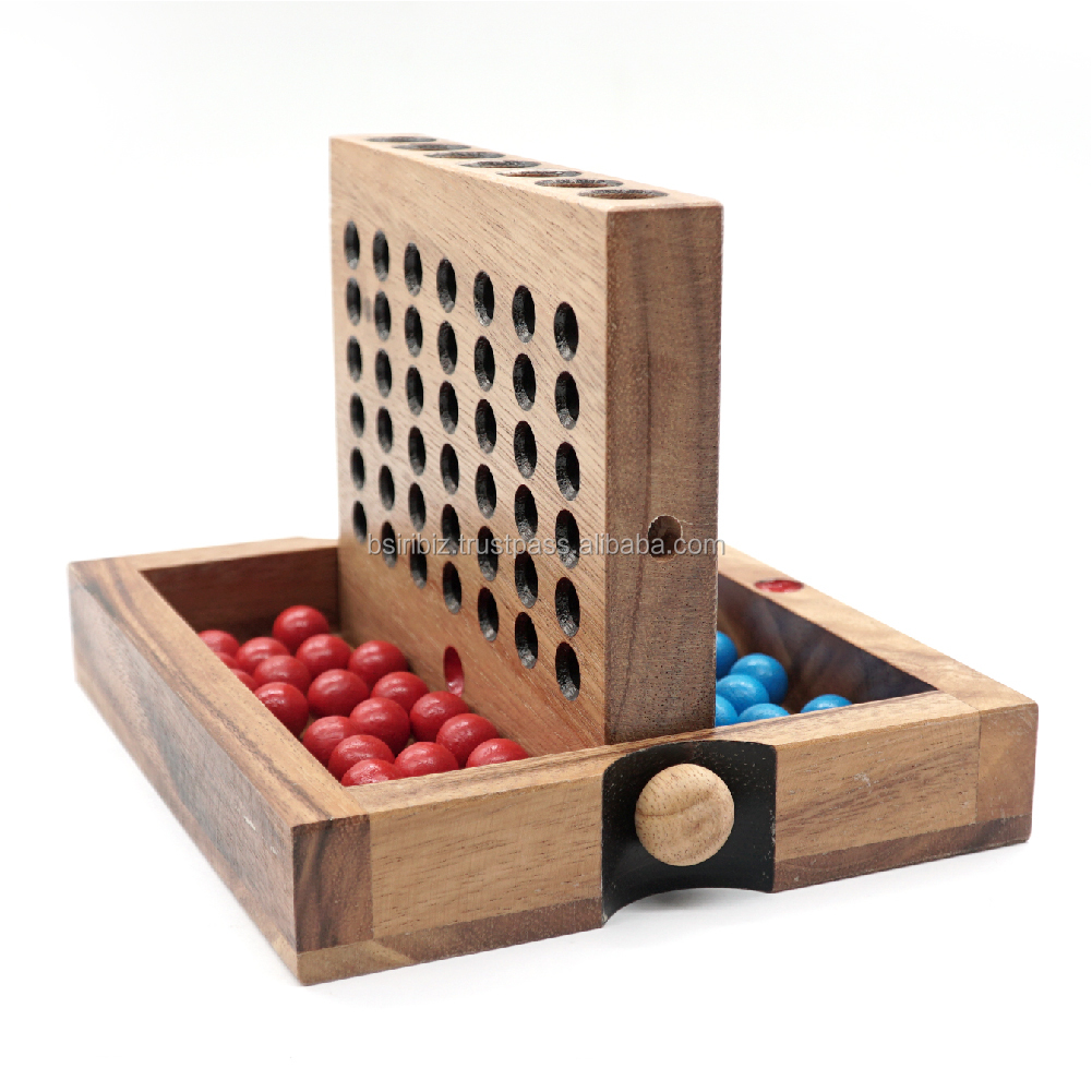 The Simple Wooden Board game for Fun Time in Family of Connect a Row in 4