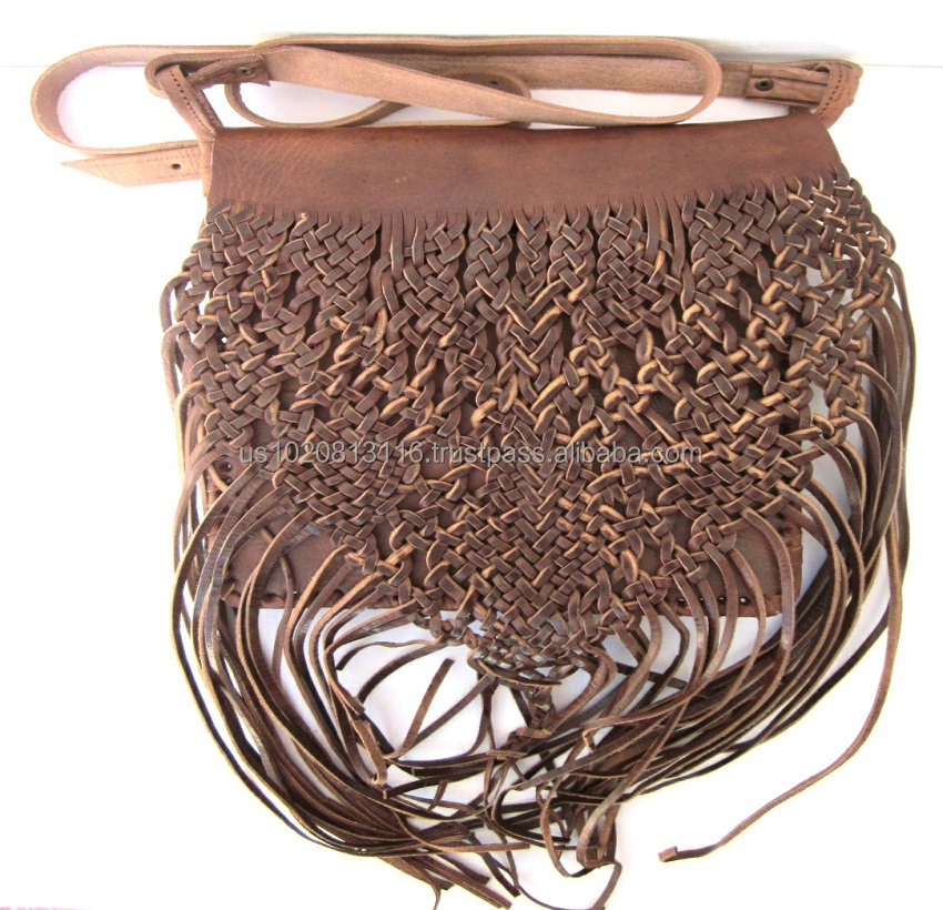 beautiful Handcrafted Genuine Leather Fringed Bag