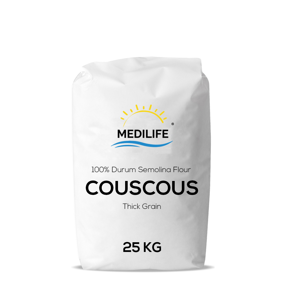 Couscous Thick Grain, Golden Couscous 100% Durum Wheat Semolina Flour, Couscous Bulk Bag 25 Kg.