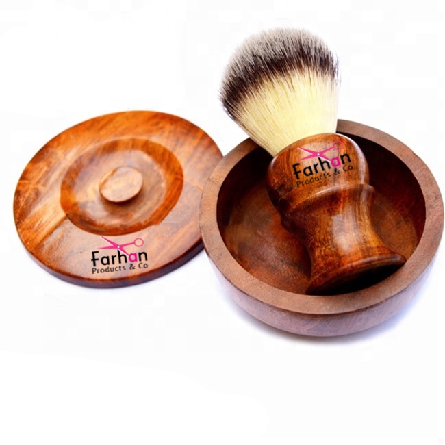 Wood Shaving Bowl Amazon Hot Sell Factory Wood Men's Shaving Brush Soap Bowl Oak Soap Bowl With Lid Soap Foaming Shaving Cream Bowl