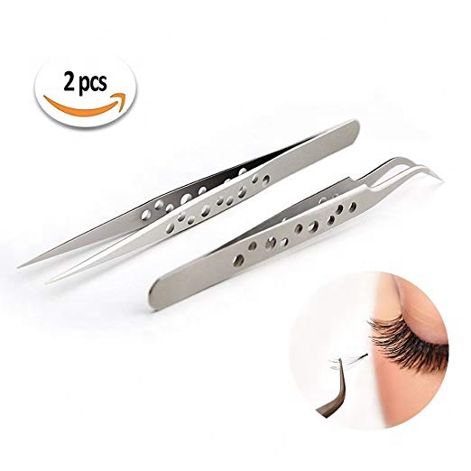 Eyelash extension volume tweezers 90 degree pointed