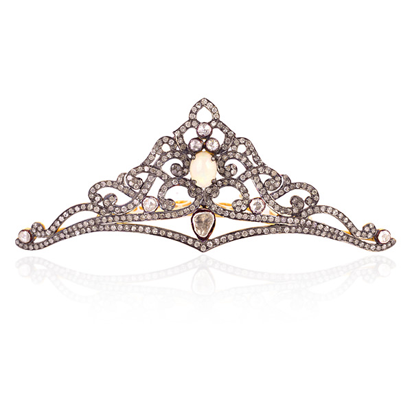Pure Diamond Opal Stone Hair Combs 925 Silver Women Hair Jewelry