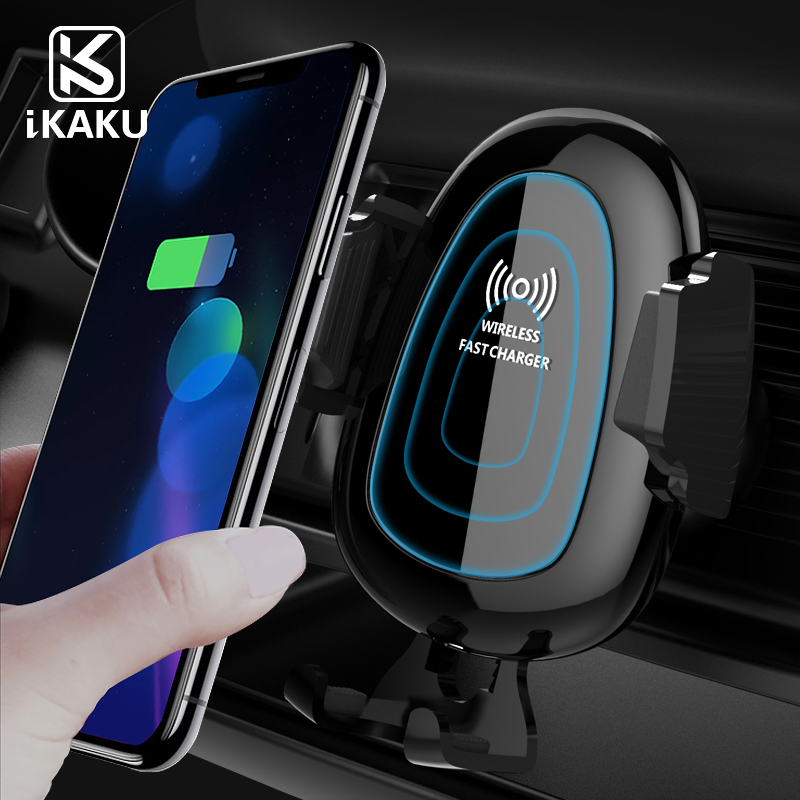 Автомобильный держатель для зарядного устройства KAKU, беспроводное зарядное устройство с зажимом из силикагеля для iphone 8, X, Samsung S8, S9, 100%