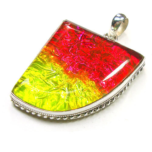 Silver Pendant Dichroic Glass Pendant Indian Silver Jewelry