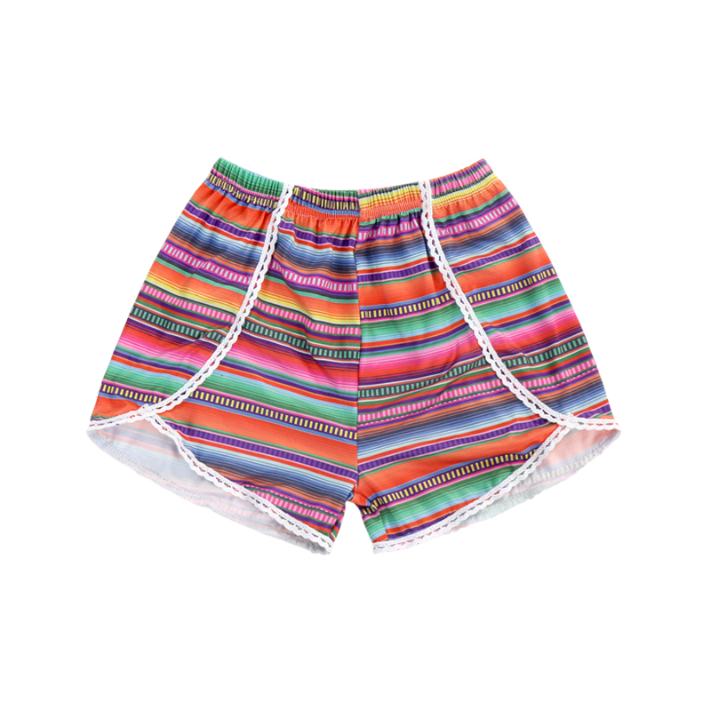 DK-030-ZXL girls summer clothing wholesale serape clothing high waist baby bummies kids shorts