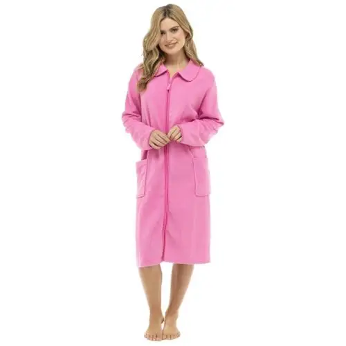 Cheap Girls Pink Polar Fleece Bathrobes Warm Comfort Bath Robe With Zipper