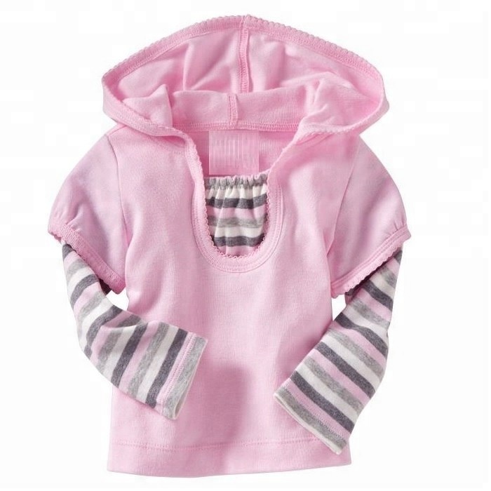 Baby girls t shirt with striped doctor sleeves