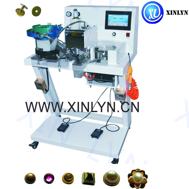 SHOE BAGS GARMENTS IRON BUTTON PEARL Automatic Pearl and SCREW Nail Riveting Machine Pearl bead setting string