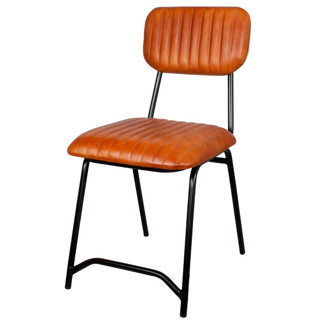 Simple Style Iron & Leather Industrial Chair
