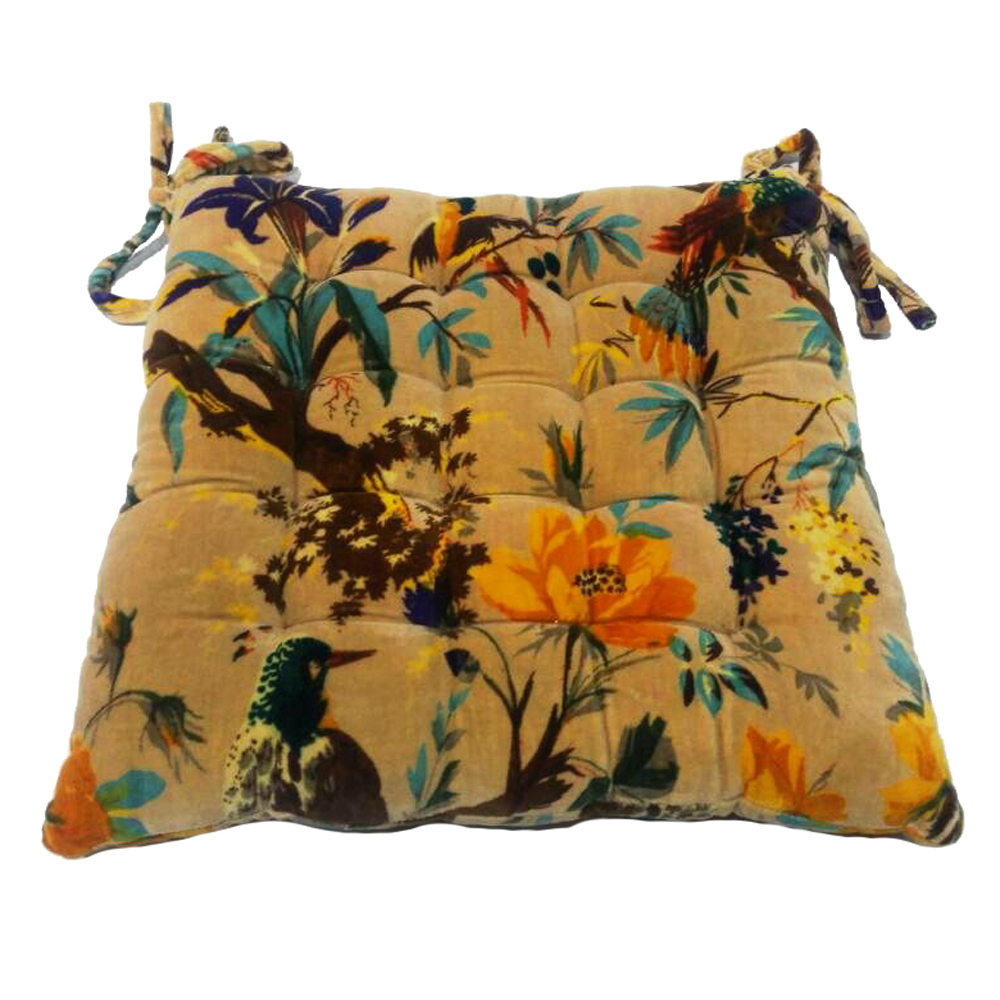 Australia home decor bird flower printed velvet chair pad