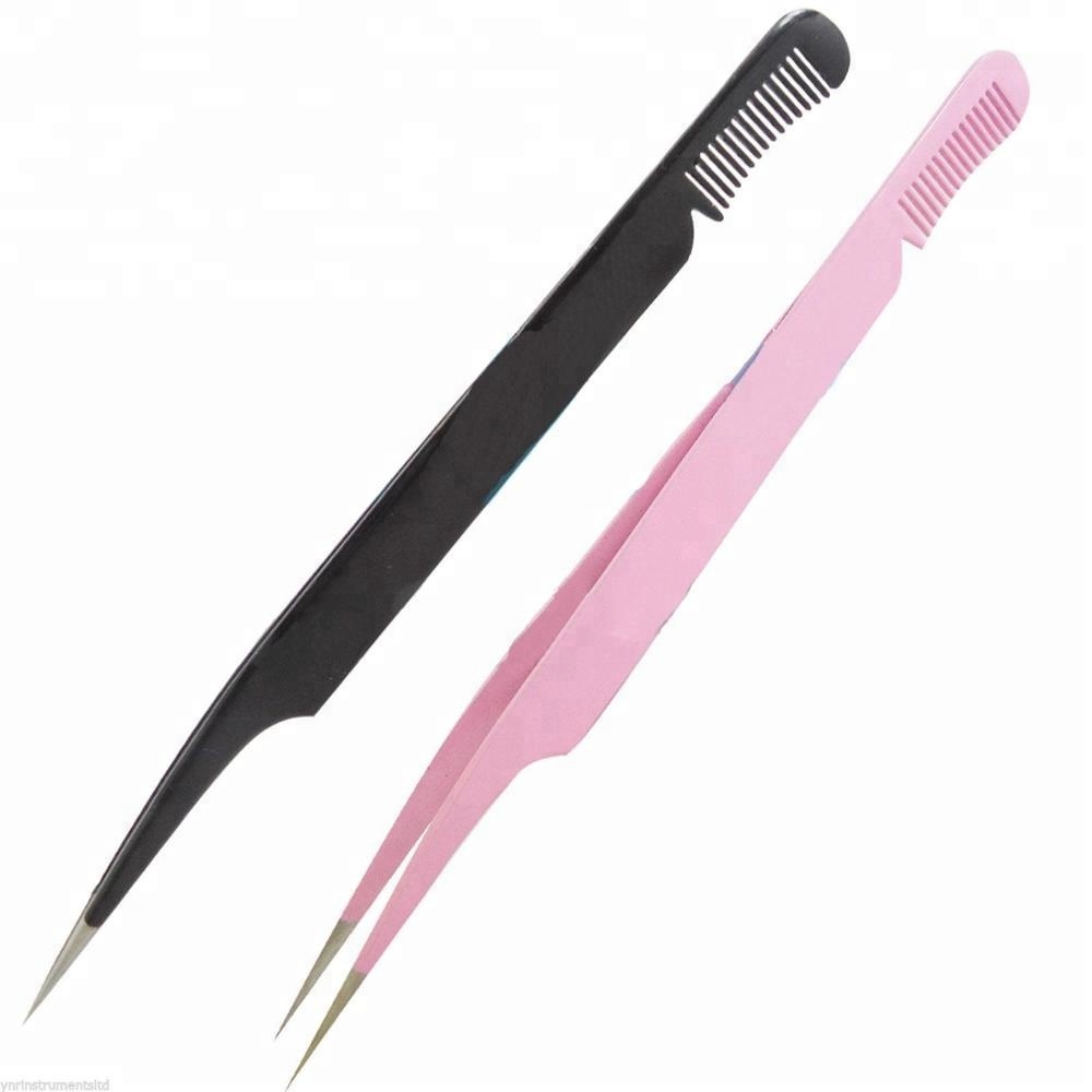 eyelash extension tweezers with comb new design for eyelash tweezers with top quality