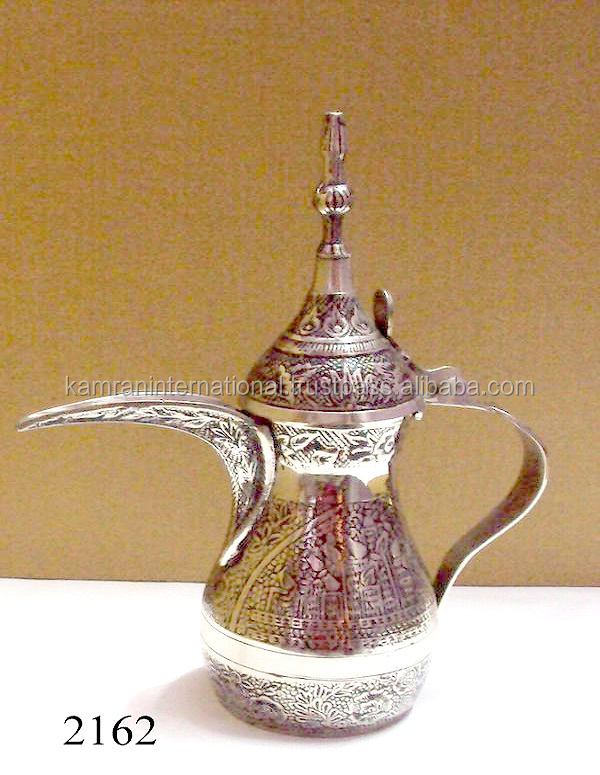 Цветной латунный кофейник с гравировкой от