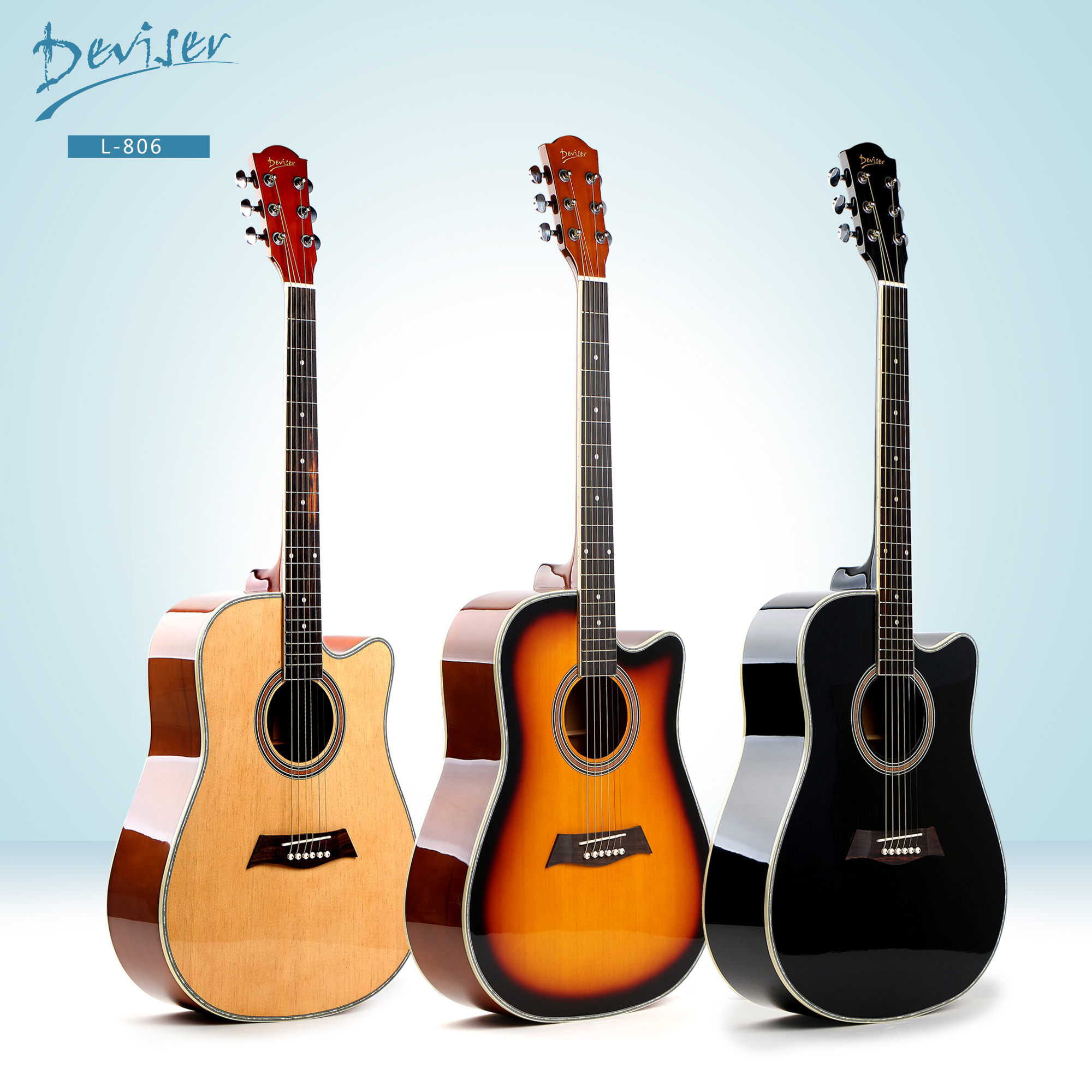 Deviser 41 inch cut away acoustic guitar China wholesale entry level L-806
