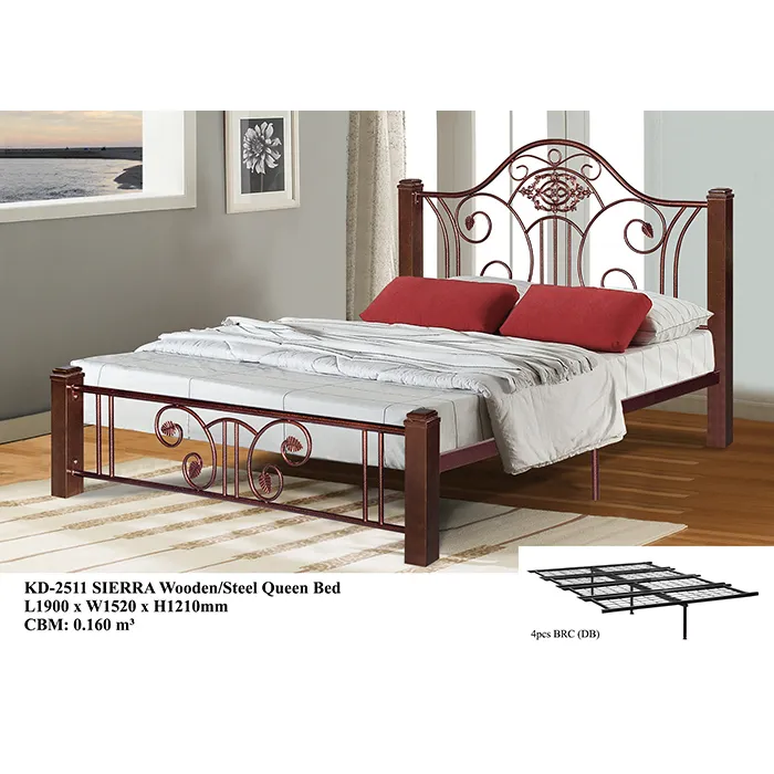 Antique Metal Domica KD-2511 Super Wooden/Steel Queen Bed Design Malaysia
