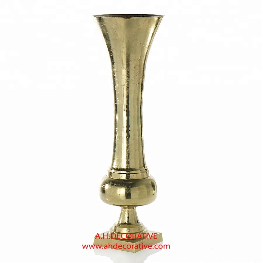 Large Gold Metal Flower Vase